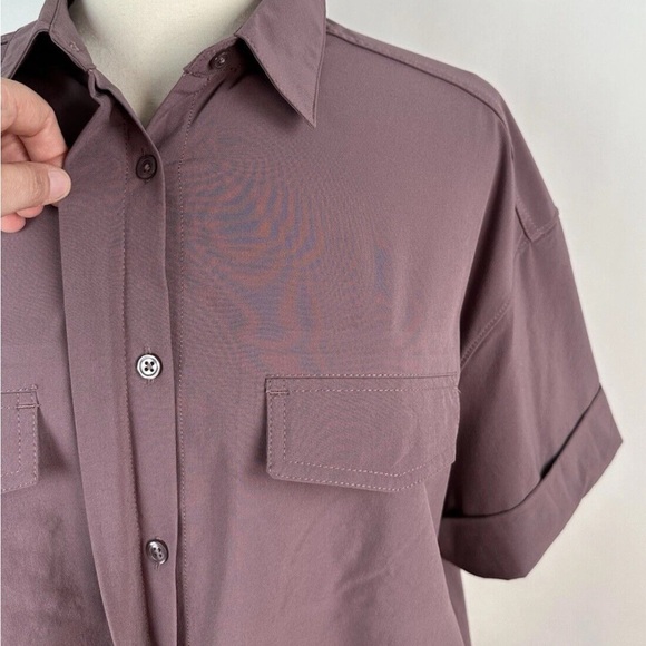 Athleta Women's Purple Button-Down Shirt - Picture 3 of 5